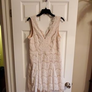 White and nude lace cocktail dress